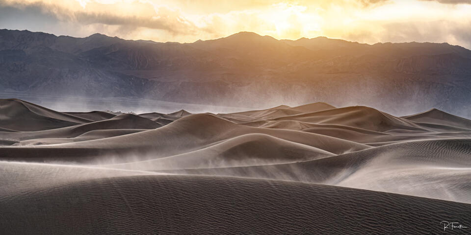 sunset at death valley sand dunes