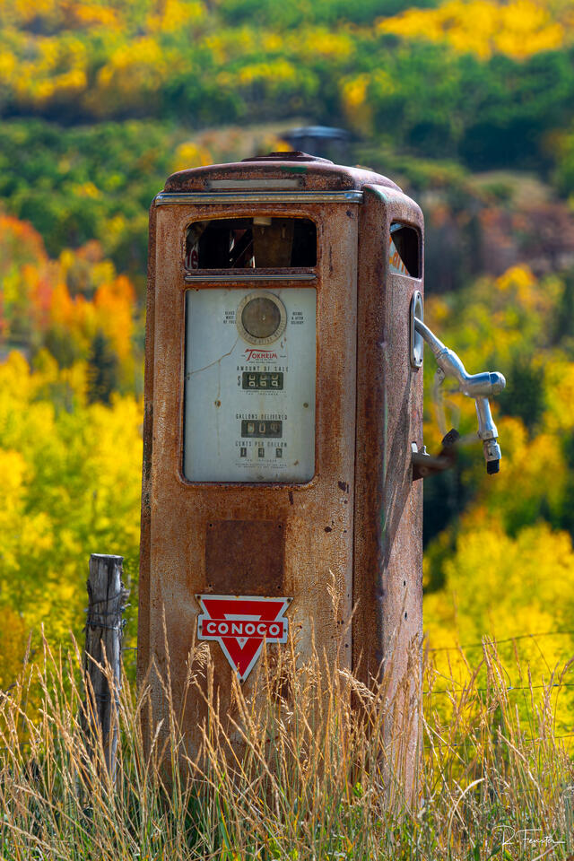 last dollar road gas pump fall colors